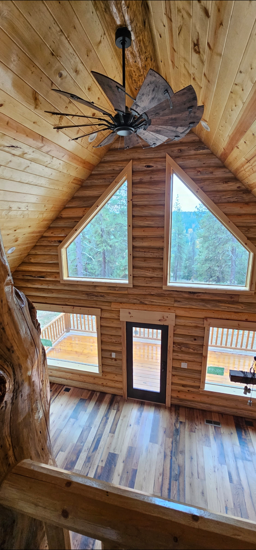 Second story interior view with ceiling fan