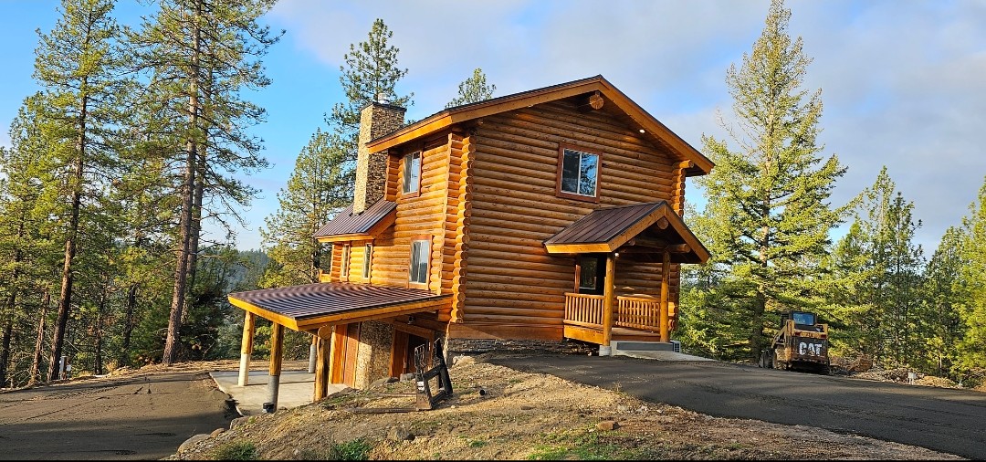 Stone chimney rear view